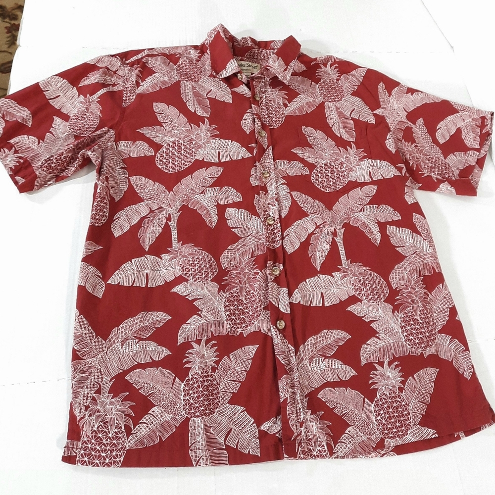 Cooke Street Honolulu Pineapple & Palm Leaves Print Hawaiian Shirt